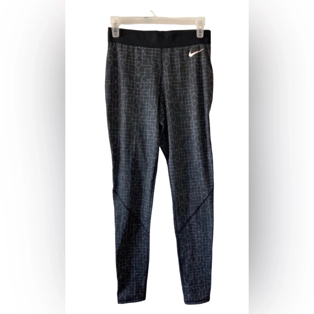 Nike Pro Compression Leggings Size M Geometric Print Black Gray